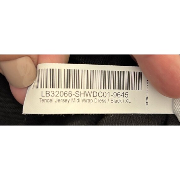 QUINCE Tencel Jersey Midi True Wrap Dress Women XL Black Short Sleeve Minimal - Picture 9 of 12